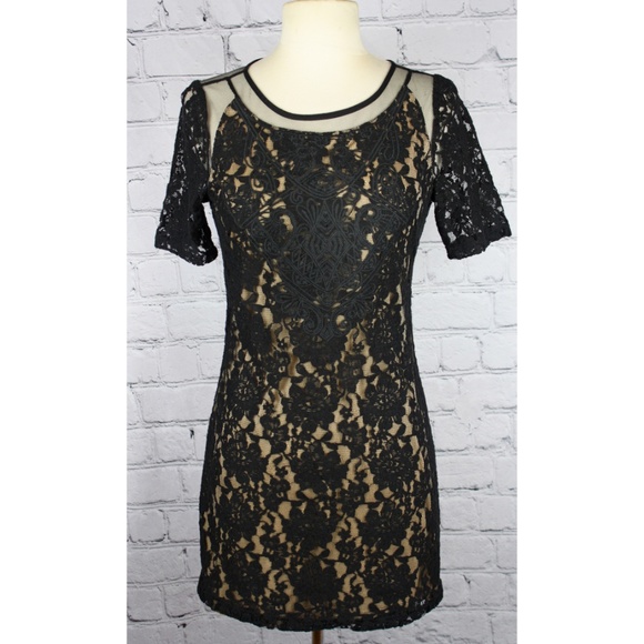 Astr Dresses & Skirts - Astr Black Lace Mesh Bodycon Mini Dress